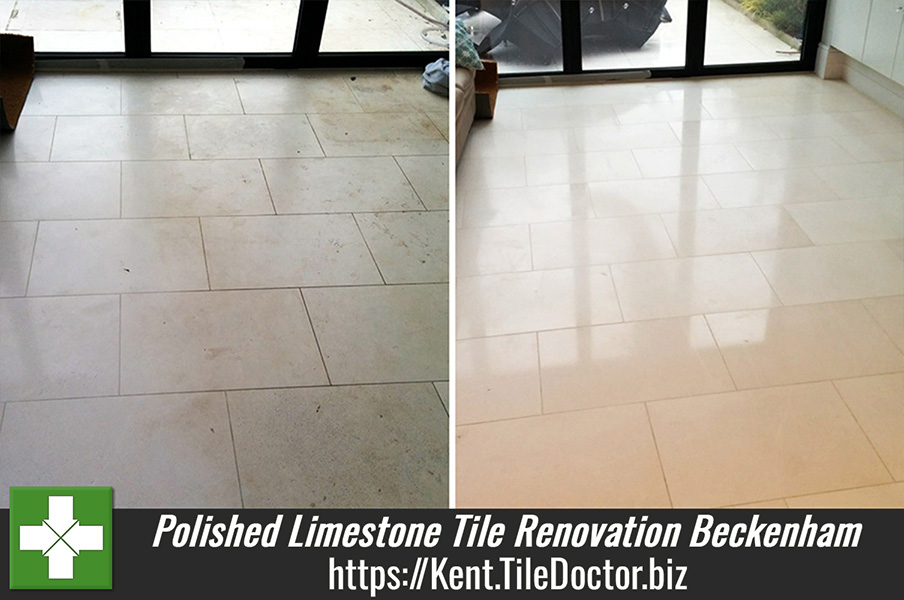 Polished Limestone Tile Renovation in Beckenham