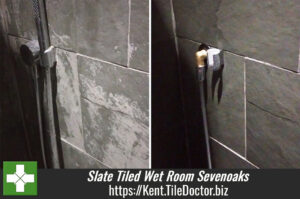 Slate Tiled Wet Room Treated for Grout Haze and Restored in Sevenoaks