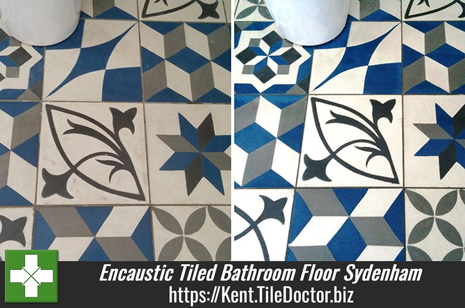 Soiled Encaustic Tiled Bathroom Floor Deep Cleaned in Sydenham